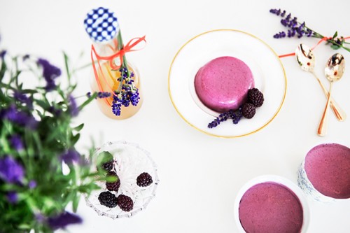 Blackberry Panna Cotta with Lavender Syrup Blackberry Panna Cotta with Lavender Syrup
