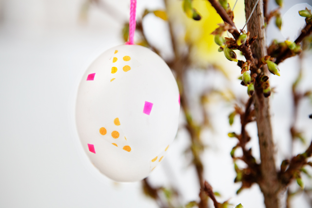 Easter Eggs decorated with colorful masking tape