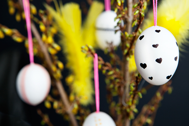 Easter Eggs decorated with Tape and Permanent Marker