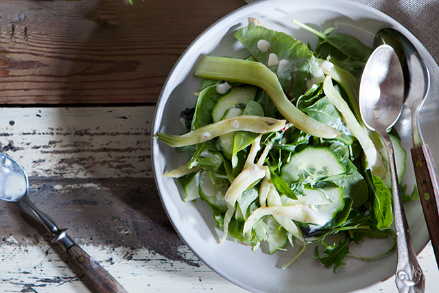 Family Style Dinner - Green Salad with Grilled Fennel and Ginger Dressing