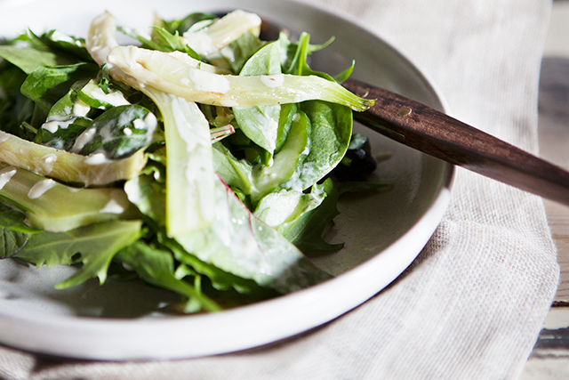 Recipe: Green Salad with Grilled Fennel & Ginger Skyr Dressing