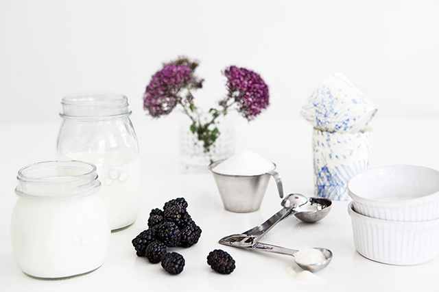 Blackberry Panna Cotta with Lavender Syrup