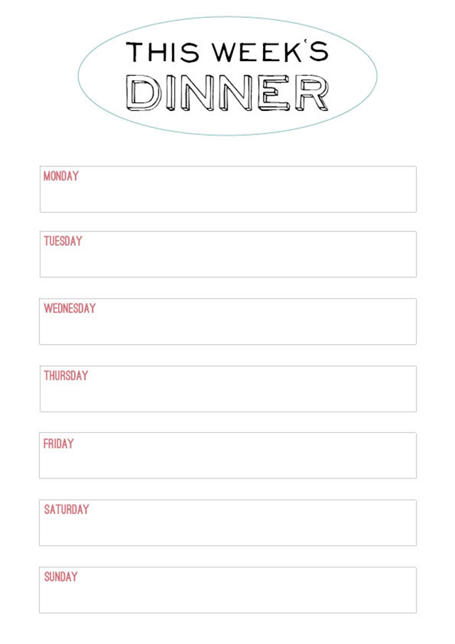 Printable Weekly Menu from Modern Wifestyle