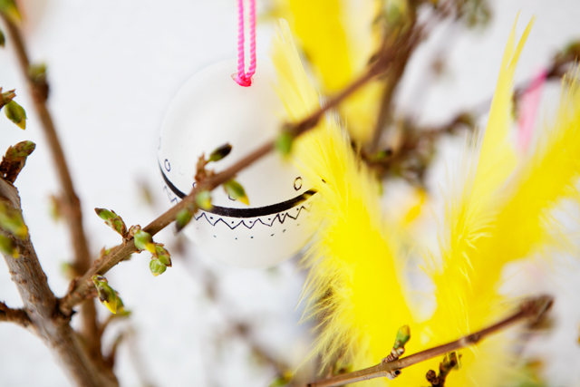 Blown out Easter Eggs decorated with permanent marker