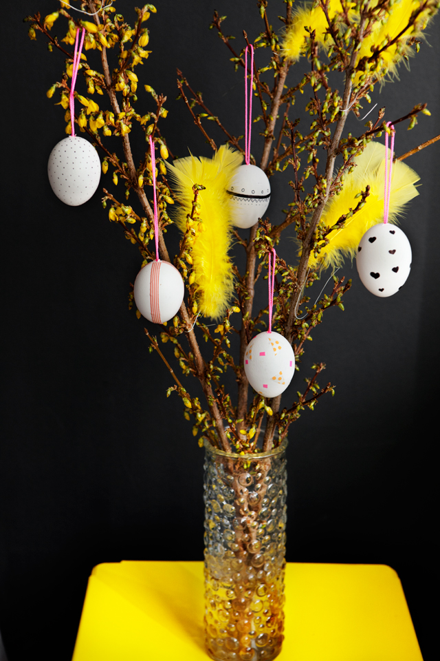 Easter Eggs decorated with Tape and Permanent Marker