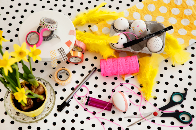 Easter Eggs decorated with Tape and Permanent Marker