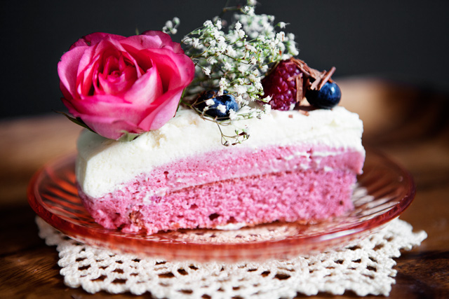 Layered Raspberry-White Chocolate Mousse Cake - Recipe