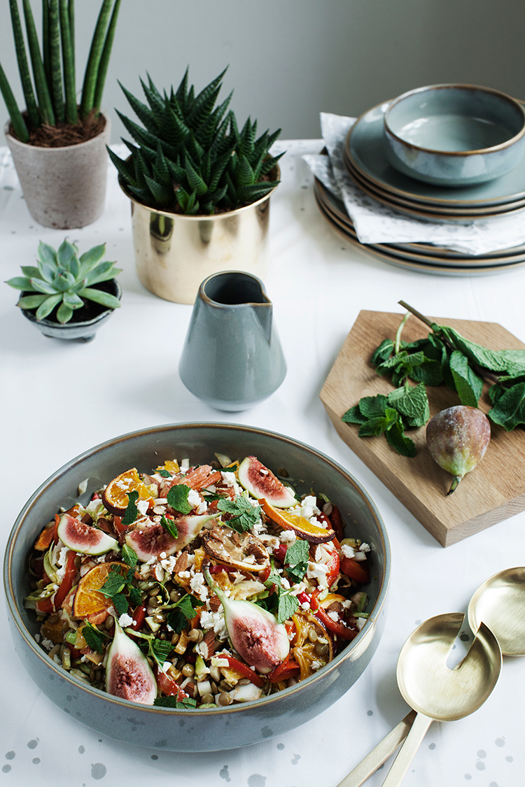 Lentil Salad Recipe with grilled citrus and figs