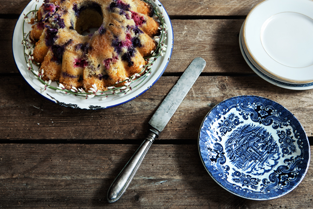 Valentine's Day Bundt Cake with Fresh Berries and Cardamom